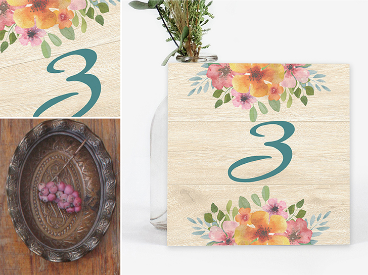 Número mesa boda Floweret wood